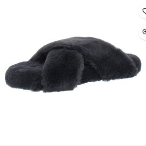 Womens Toms Susie Slide On Criss Cross Slippers Size 6 Grey Fuzzy Warm